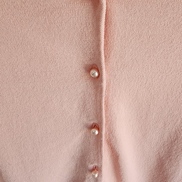 Kate Hill Light Pink Women's Cardigan Feminine Normcore - Picture 4 of 10